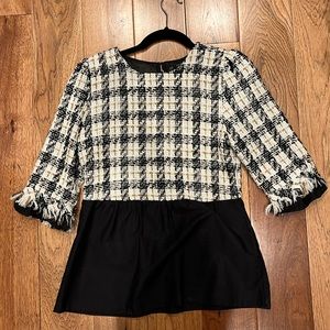 XS Zara tweed top 3/4 sleeve